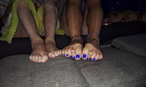 Showing off our soles and toes while we watch TV Pt.1