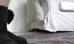 Help! Extremely Smelly Feet From Fur Boots! Feet Have to Sniff and Cum Lady Victoria Valente