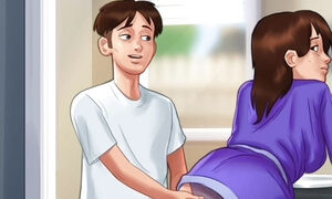 Summertime saga stepson gets his stepmom pregnant in the kitchen