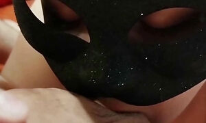 GF kitty mask blowjob ball sucking