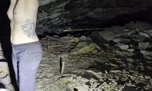 Exploring her cave while deep underground - Getting naughty in an abandoned mine